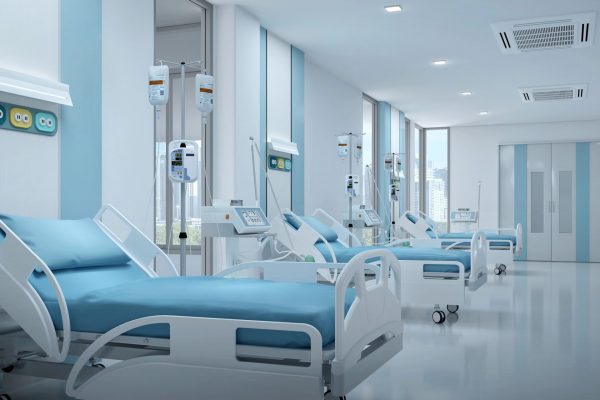 Hospital environment with electronic medical equipment requiring compliant healthcare ITAD services.