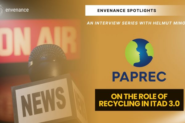 Paprec logo and interview thumbnail about recycling in ITAD 3.0 by envenance